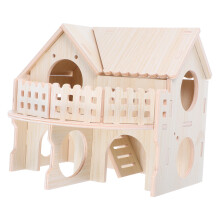 Wooden Hamster Cage Double Layer Exploring Toy for Squirrel