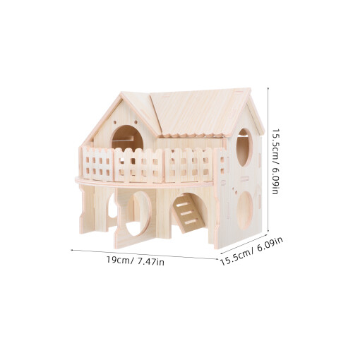 Wooden Hamster Cage Double Layer Exploring Toy for Squirrel 2