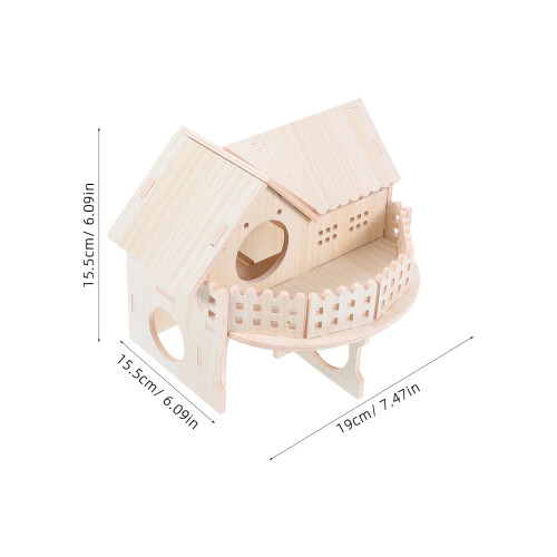 Wooden Hamster Cage Double Layer Exploring Toy for Squirrel 1