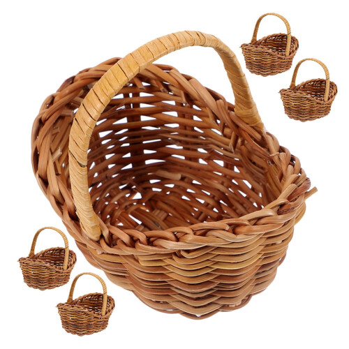 5pcs Wedding Party Storage Baskets With Handle Woven Present Basket