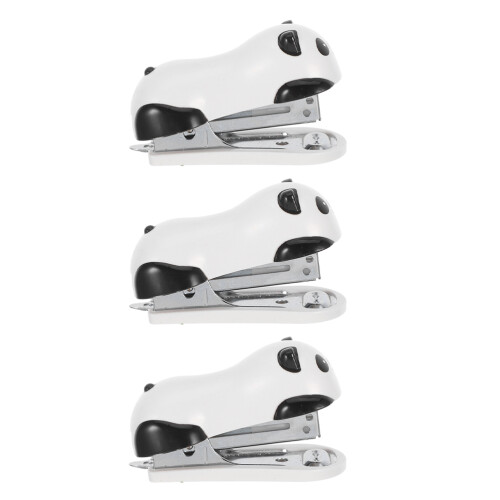 3pcs Cute Panda Mini Desktop Stapler Portable for Office Home School