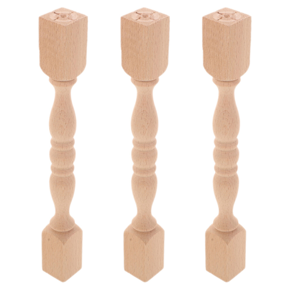 3Pcs Unfinished Wood Finials For Bed Post Staircase Decor 3191123570192