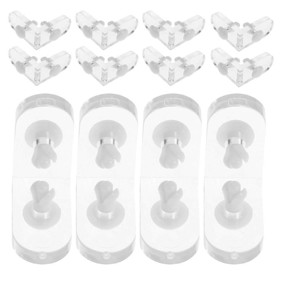 20 Sets Clear Acrylic L-Shaped Corner Brackets 90 Shelf Brace 3191224714563