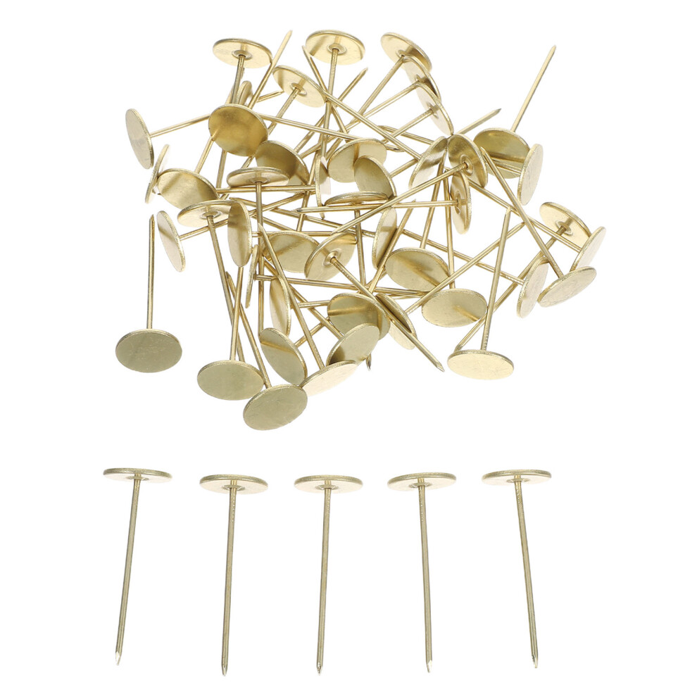 50Pcs Upholstery Tacks 5X1.8cm Flat Head Golden Tone Furniture Pins 3191224720335
