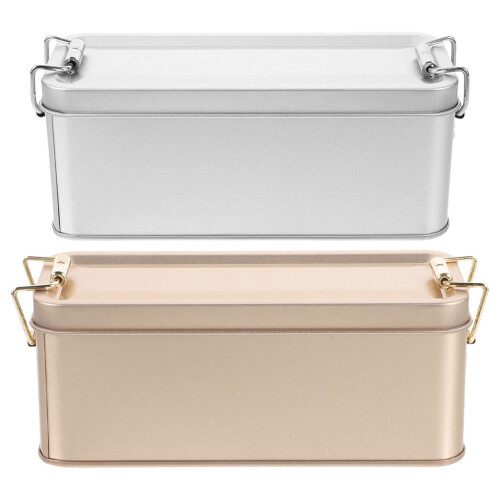 2pcs Rectangular Tin Boxes with Lids Storage Containers