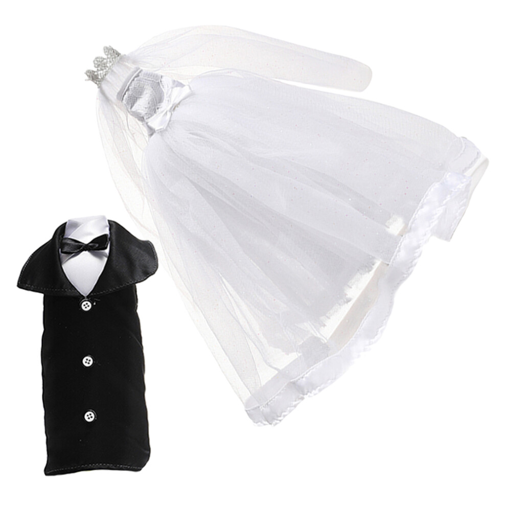 2pcs Bride Groom Covers Tulle Dress Tuxedo Topper-image-OPC-PKCPH92-NEW
