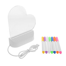 1Set LED Acryl Schreibtafel Herzförmig Tragbar Für Notizen Und Kinder
