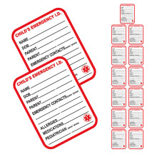 15pcs Medical Information Labels Emergency Safety Tags for Kids
