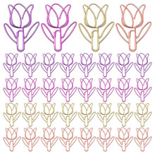 40pcs Tulip Flower Shaped Paper Clips Colored Note Holders
