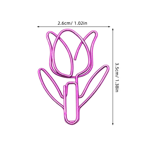 40pcs Tulip Flower Shaped Paper Clips Colored Note Holders 1