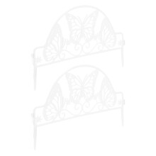 2pcs White Garden Fence with Insert Plastic Panels for Landscape