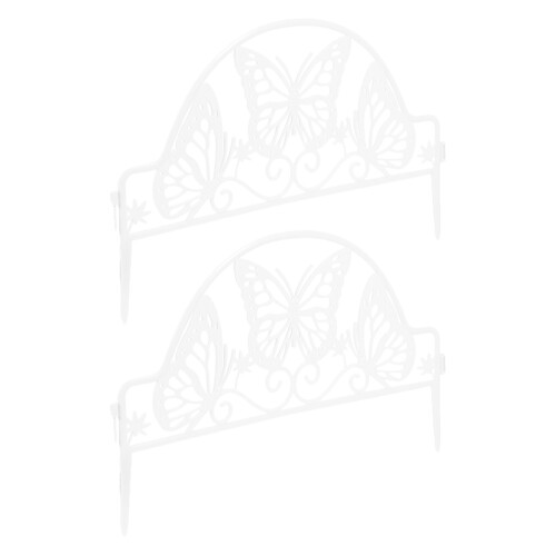 2pcs White Garden Fence with Insert Plastic Panels for Landscape