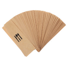 300pcs Brown Kraft Paper Silverware Bags for Forks Spoons Oil-Proof