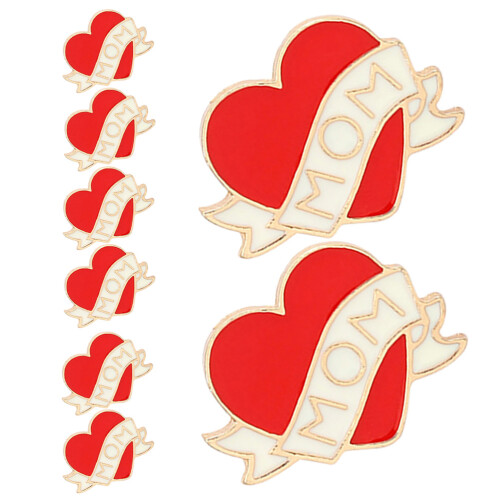 8 Rood Moeder Broche Speld Set Emaille Legering Moederdag