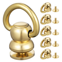6pcs D-Rings for Purse 360 Rotatable Brass Rivets Bag Hardware