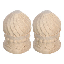 2pcs Hand Carved Wood Bed Post Finials Unfinished Fence Toppers