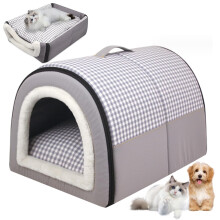 Dog House Indoor 2 In 1 Foldable Cat Beds Waterproof Warm Washable Non-Slip Cushion Covered Pet Bed for Cats and Dogs