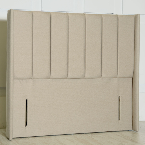 (Cream, 4ft6") Velvet Headboard for Divan Bed 54" Winged Panel 2