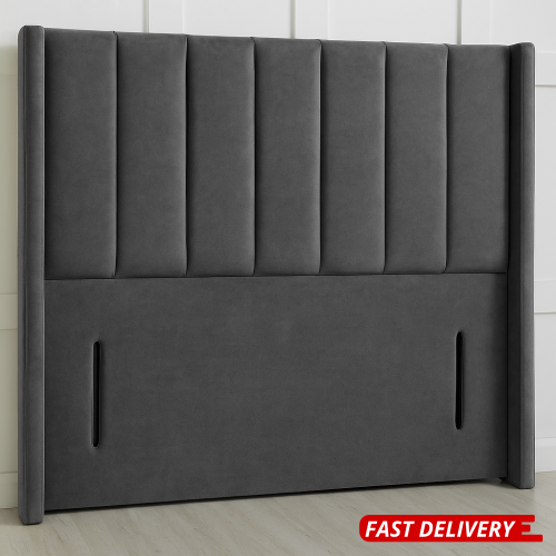 (Maroon, 5ft) Velvet Headboard for Divan Bed 54" Winged Panel