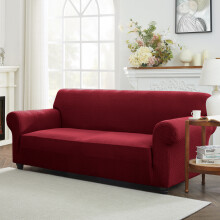 (3-Seater Sofa Cover-Burgundy) Stretchable Elastic Sofa & Couch Protector for 1/2/3 Seater