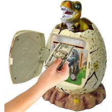 Dinosaur Egg Piggy Bank with Fingerprint Password, Musical T-Rex Piggy Bank for Kids, Money Safe Cash Can Birthday Gift for Boys & Girls