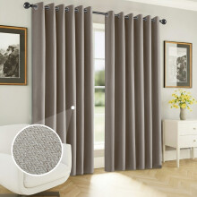 (66" x 90" (168 cm x 229 cm), Mink/Beige) 100% Blackout Linen Curtains Thermal Ring Top Ready Made Pair UK