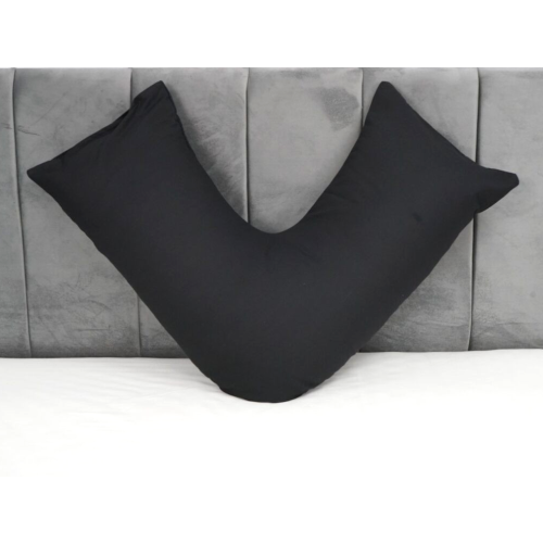 (Black) V Pillowcases Covers Polycotton Back Neck Maternity Support V Cushion Cases Only