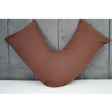 (Brown) V Pillowcases Covers Polycotton Back Neck Maternity Support V Cushion Cases Only