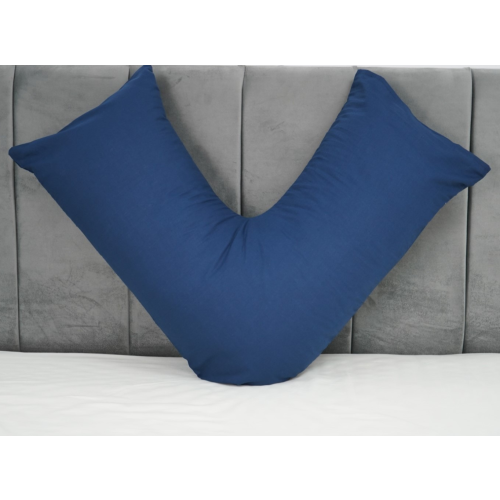 (Navy Blue) V Pillowcases Covers Polycotton Back Neck Maternity Support V Cushion Cases Only