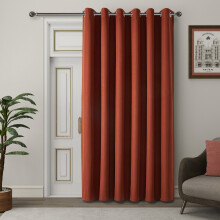 (66" x 84" (168 cm x 213 cm)- 1-Panel, Rust/Orange) 100% Blackout Linen Curtains Thermal Ring Top Ready Made Pair UK