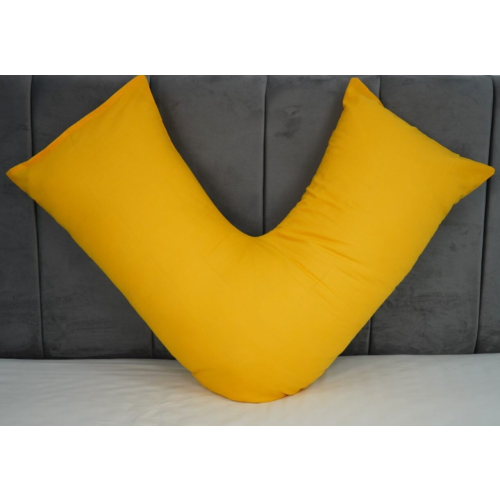 (Yellow) V Pillowcases Covers Polycotton Back Neck Maternity Support V Cushion Cases Only