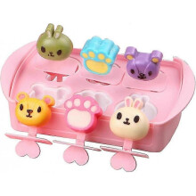 6 Cavity Cartoon Silicone Popsicle Molds, Reusable Ice Pop Molds Trays for Homemade Popsic