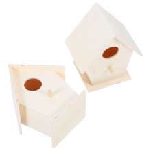 2pcs Unfinished Wooden Birdhouse Kit for Outdoor Garden Decor