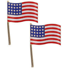 2pcs Patriotic USA Flag Enamel Lapel Pins Star Cutout Brooches