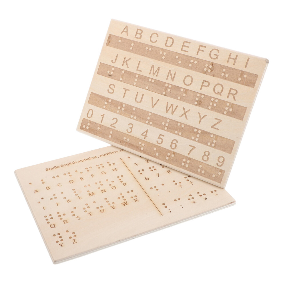 Totority 2Pcs Wooden Braille Alphabet And Number Board For Blind