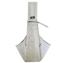Pet Sling Dog Carrier Adjustable Gray Travel Bag for Cats and Small Pets Comfortable Shoulder Bag with Harness
