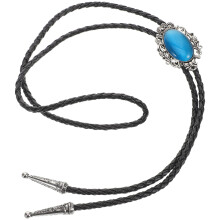 Sky-Blue Bolo Tie for Men Women Natural Cat Eye Stone Cowboy Necktie