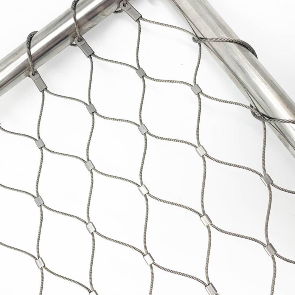 304 Stainless Steel Rope Net 1.5/2Mm Flexible Cable Railing Mesh Fence Netting For Balcony Stair Garden Farm 0.7X3m 6447073490774