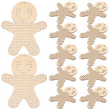 12pcs DIY Wooden Cross Stitch Ornaments - Gingerbread Men Shapes