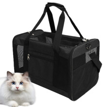 Pet Carrier Bag for Small Dogs and Cats, Adjustable Travel-Friendly Duffel, 2-Way Oxford Fabric, Black, 18.5 x 11 cm