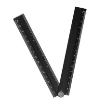 30cm Aluminum Foldable Rulers Lightweight Metal Rulers-Black