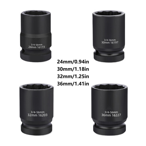 Precisions Engineered 3/4Inch Drive Impact Socket with 12-30mm 2