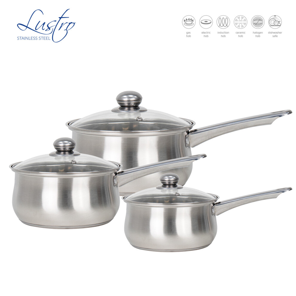 (Steel ) Lustro Stainless Steel Saucepan Set 3pc-image-OPC-PKCT8W9-NEW