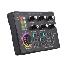 Professional Live Sound Card Mixer with Bluetooth, 1200mAh Battery, 17.5cm Black