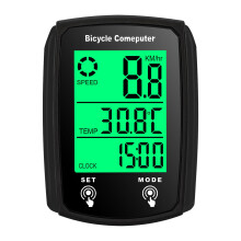 Bicycle Odometer with Backlight and Touch Screen, Waterproof Speedometer, Magnet, Silicone Pad, Sensor Holder, 5 Cable Ties, Black