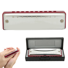Blues-Harmonica 10 Löcher G Schlüssel Edelstahl ABS 103x30x20mm Rot