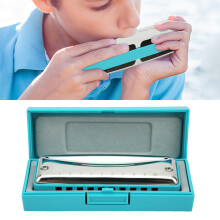 10-Loch Blues-Harmonica G Dur – Edelstahl & ABS, 103x30x20mm