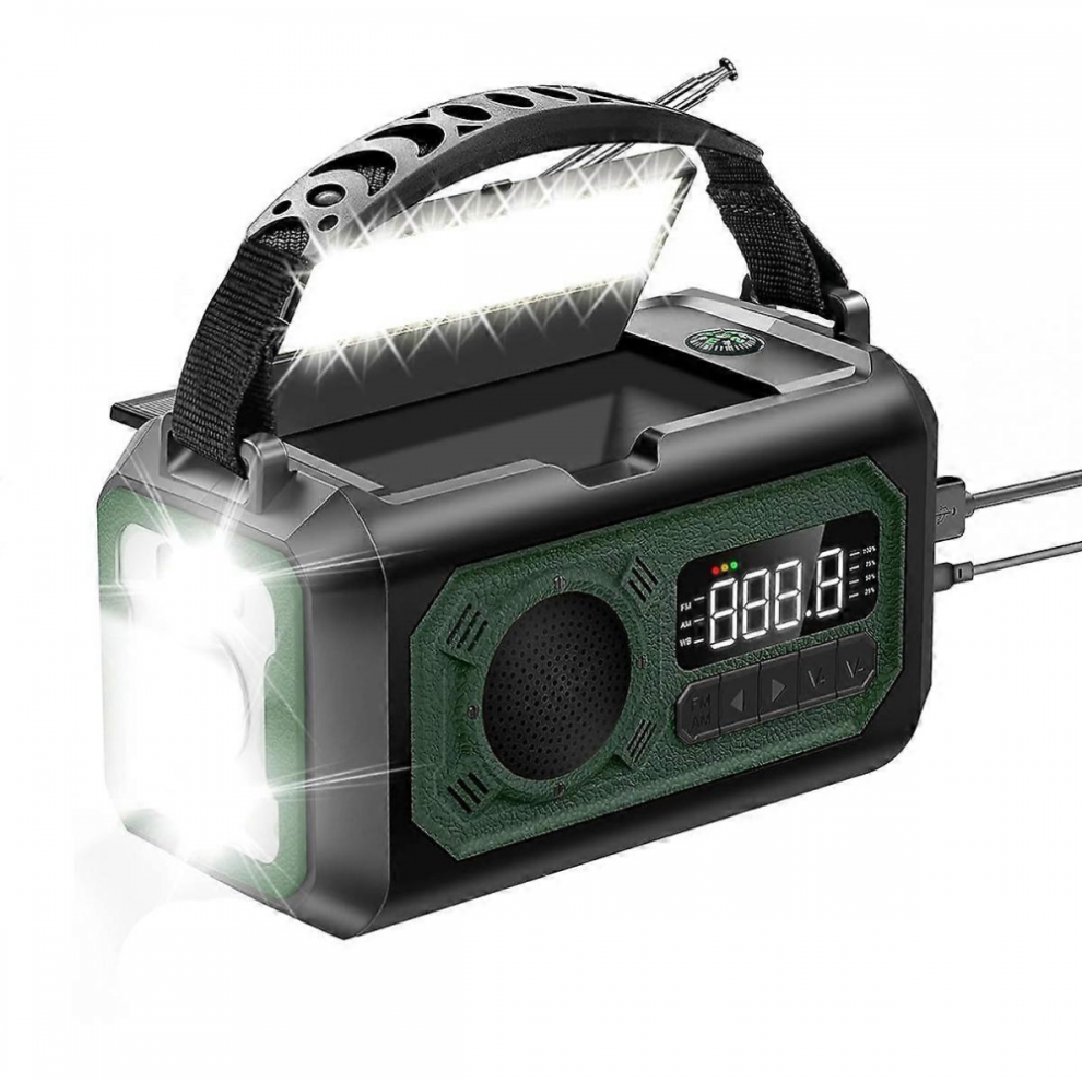 12000Mah Emergency Weather Radio Hand Crank Radio Solar Radio Portable Am/Fm/ Radio With Flashlight 6477056473180