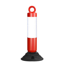 Traffic Delineator Post 20-45 Inch Reflective Safety Cones with Base and Hooks, Red White Plastic Parking Barrier 4 Pack