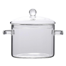 Marmite à soupe en verre borosilicate à haute teneur en carbone, poêle à nouilles instantanées à deux oreilles, bol antiadhésif, marmite à œ